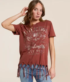 Tops | Affliction American Customs Davey Jones Fringe T-Shirt Red Ochre Lava Wash
