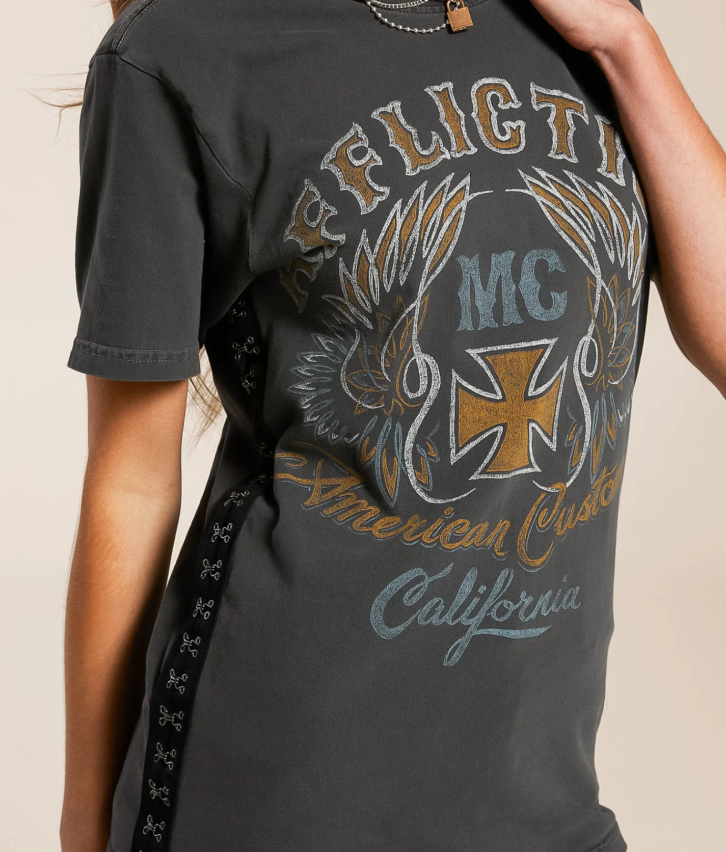 Tops | Affliction American Customs Demons T-Shirt Vintage Black Pigment Dye