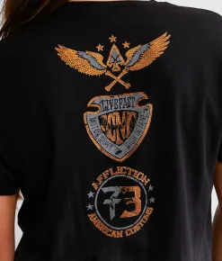Tops | Affliction American Customs Grease Stain Fringe T-Shirt Black