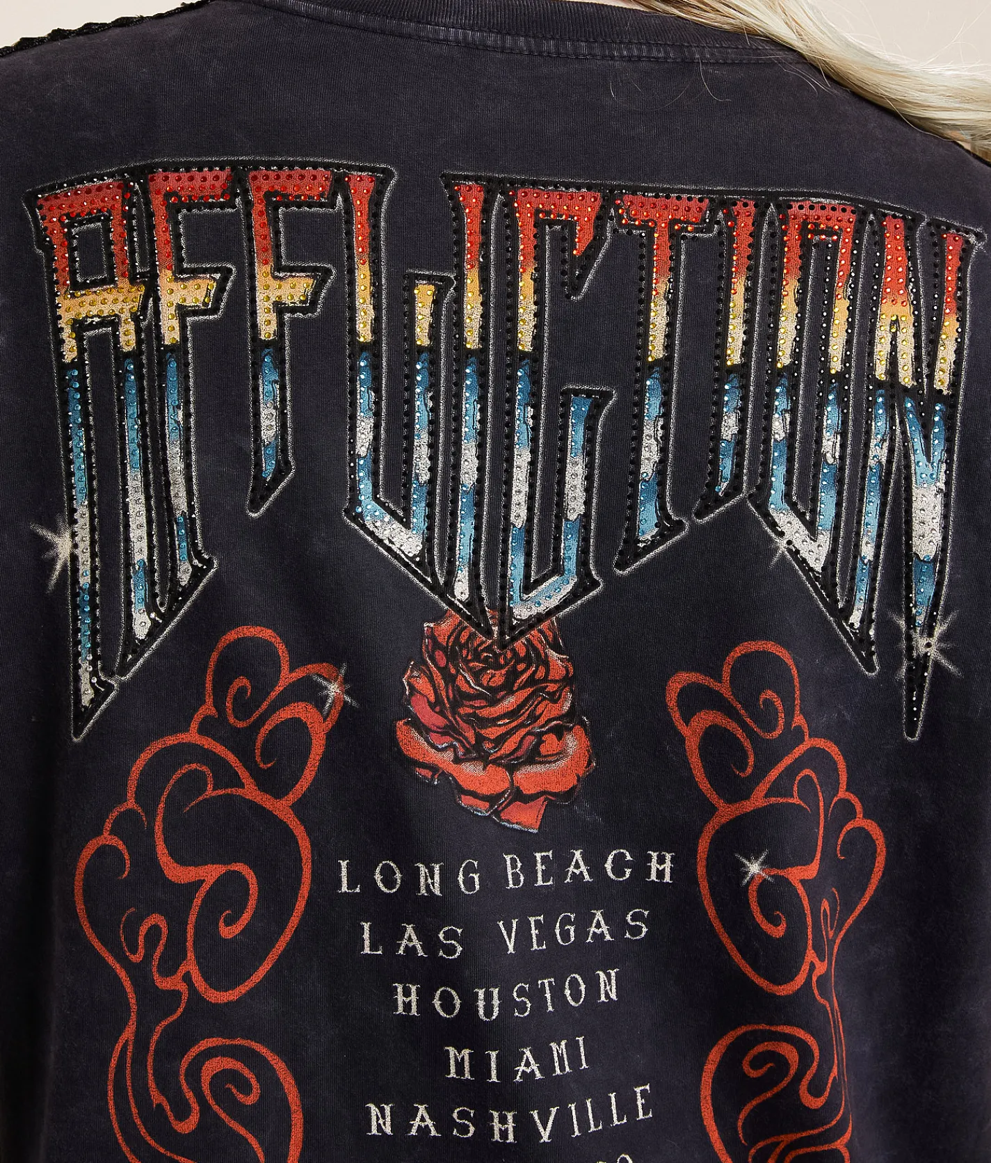 Affliction American Customs Hollow Festival T-Shirt Black Lava Wash Sale