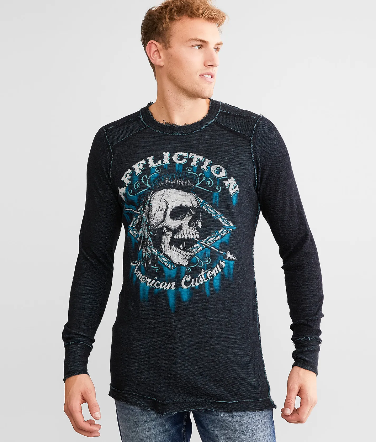 Graphic T-Shirts | Affliction American Customs Iron Pledge Reversible T-Shirt Brittany Blue Black