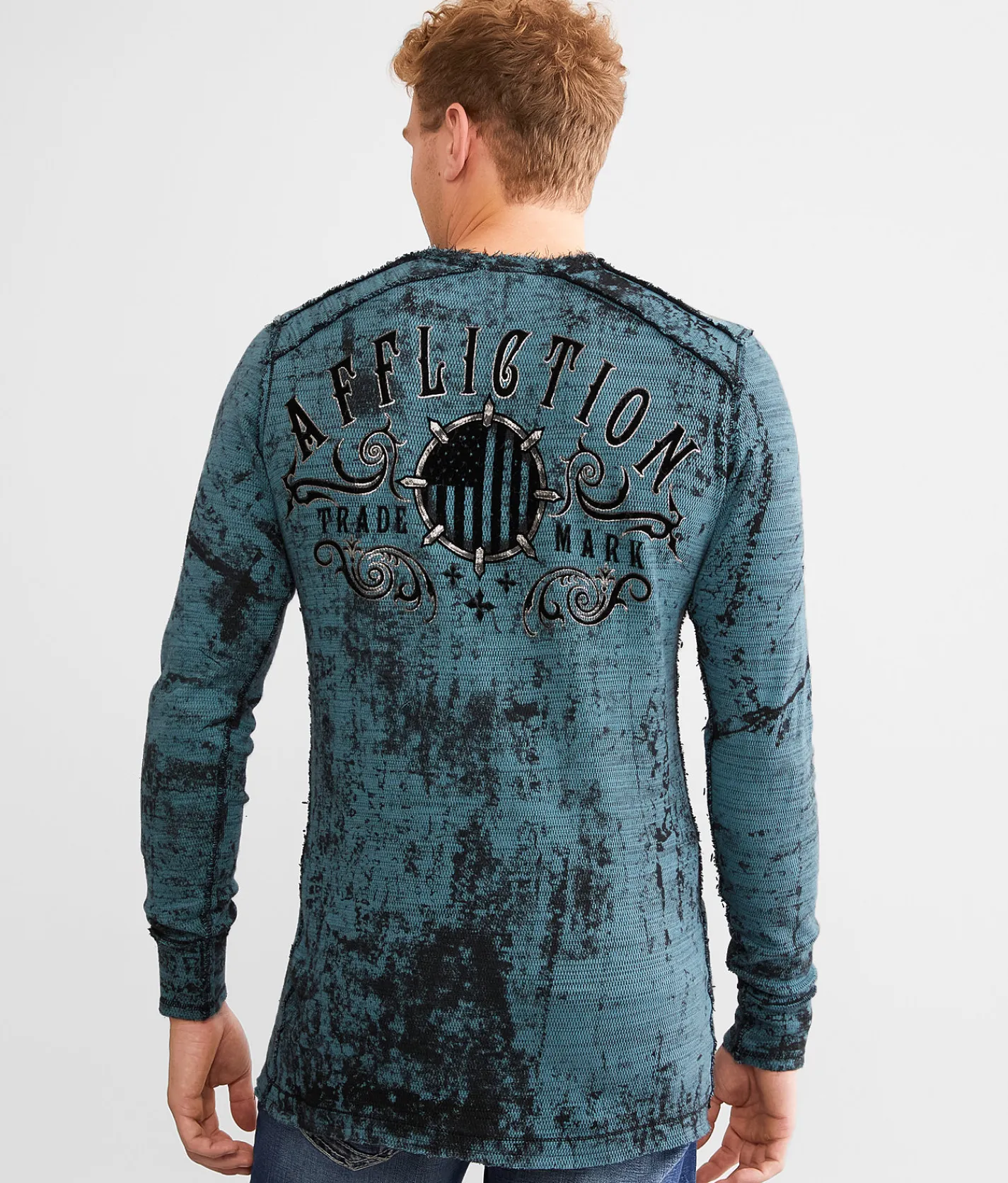 Graphic T-Shirts | Affliction American Customs Iron Pledge Reversible T-Shirt Brittany Blue Black