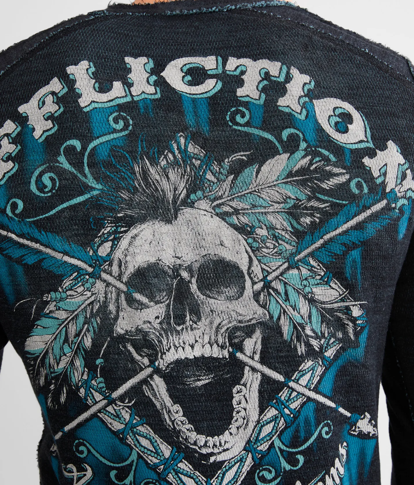 Graphic T-Shirts | Affliction American Customs Iron Pledge Reversible T-Shirt Brittany Blue Black