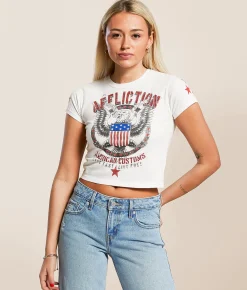 Affliction American Customs Live Fast Free Cropped T-Shirt White Reactive Online