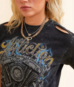 Tops | Affliction American Customs Motor Flame T-Shirt Black Lava Wash