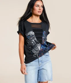 Tops | Affliction American Customs No Luck Motors Oversized T-Shirt Black Lava Wash