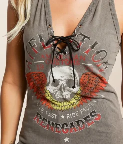 Affliction American Customs Renegades Tank Top White Black Lava Tint