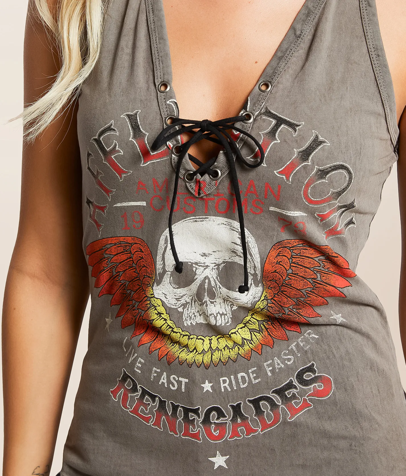 Affliction American Customs Renegades Tank Top White Black Lava Tint