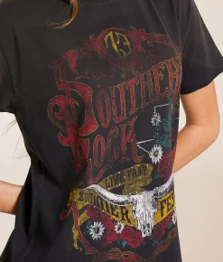 Tops | Affliction American Customs Southern Rock T-Shirt Black Charcoal Pigment
