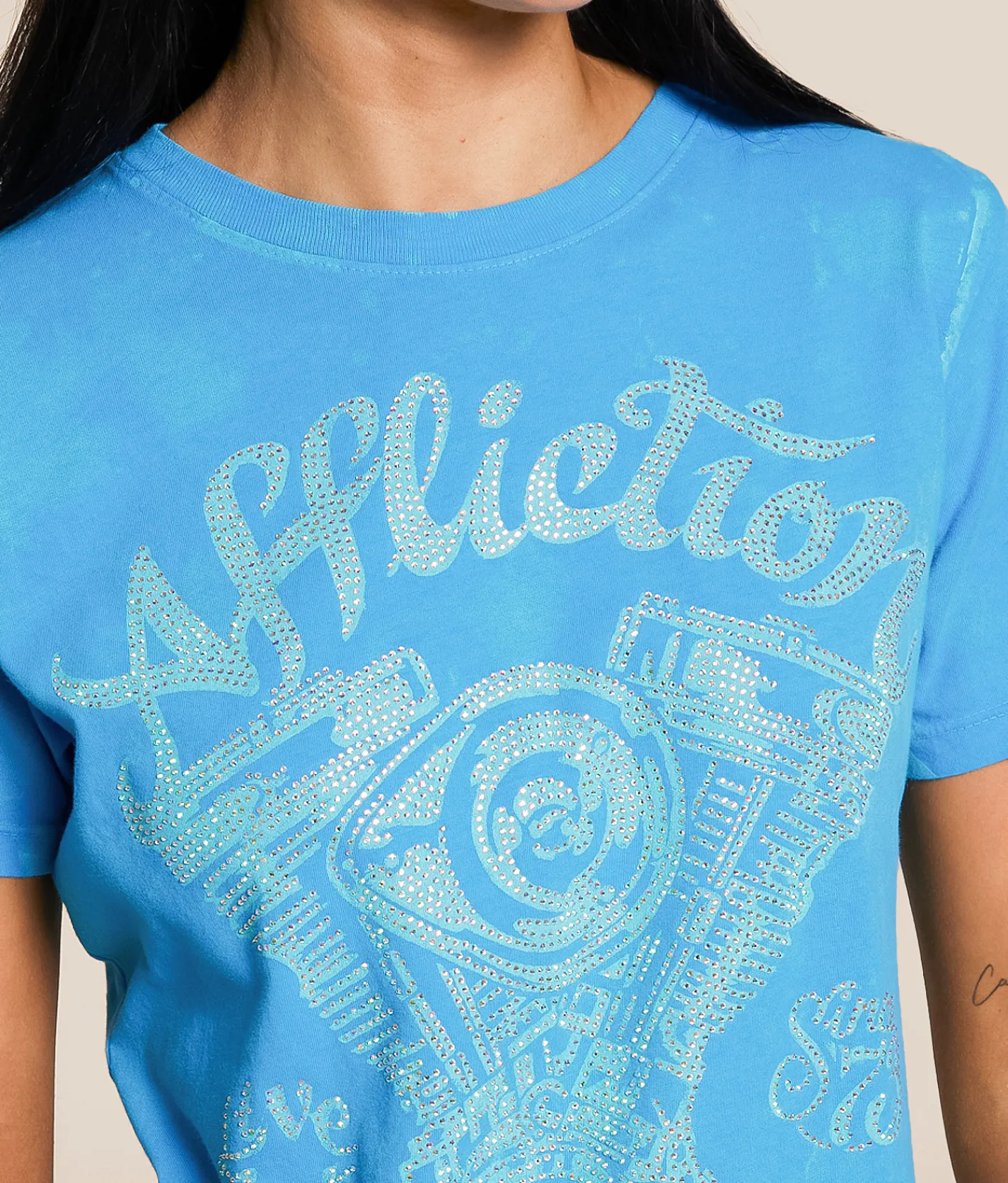 Tops | Affliction American Customs Vintage Oil T-Shirt Ibiza Blue Reactive