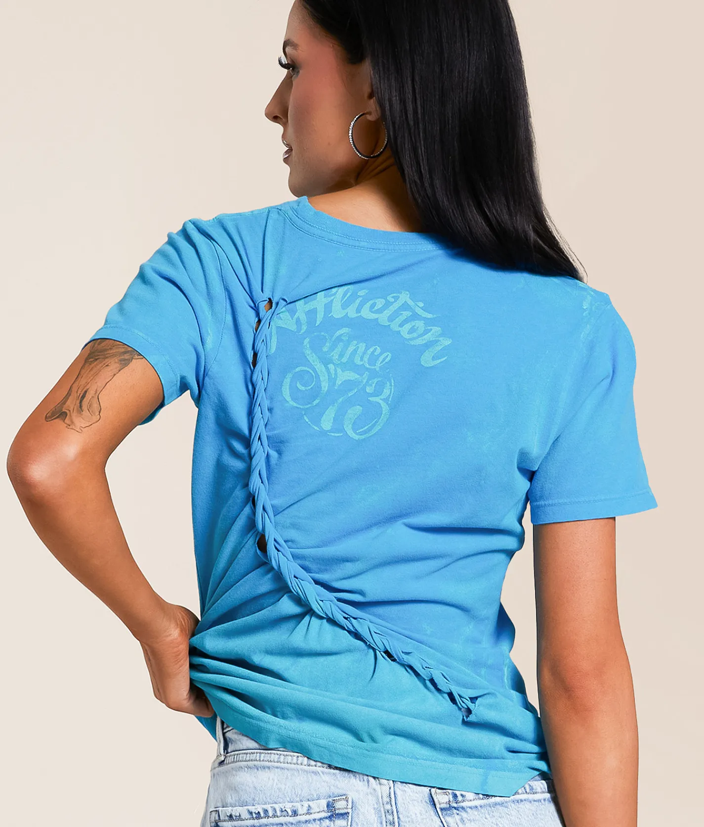 Tops | Affliction American Customs Vintage Oil T-Shirt Ibiza Blue Reactive