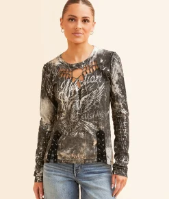 Tops | Affliction American Customs Wheel Wing T-Shirt Dirty White Reactive