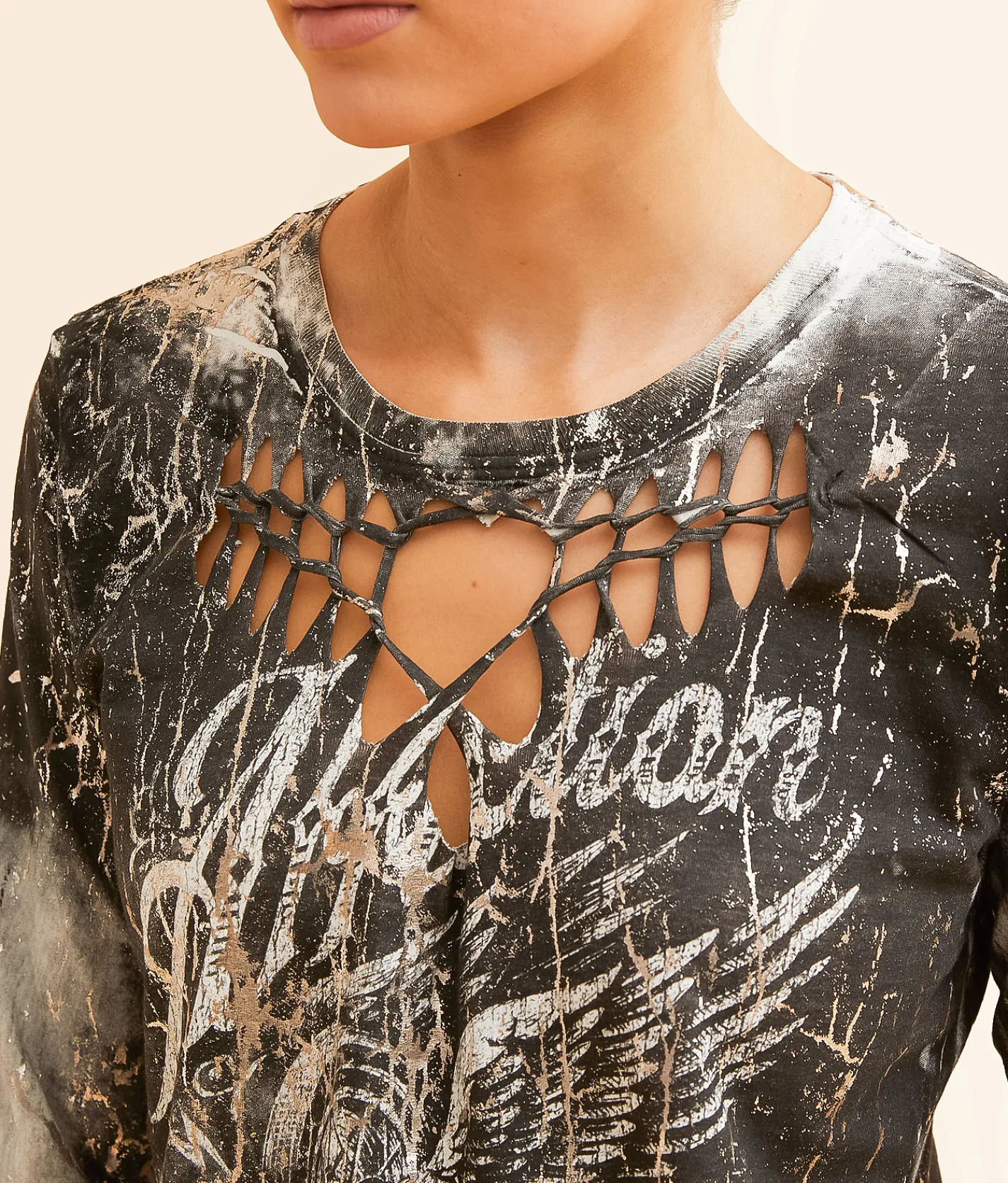 Tops | Affliction American Customs Wheel Wing T-Shirt Dirty White Reactive
