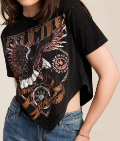 Affliction American Customs Wild Wheel Hanky T-Shirt Black Lava Wash Hot