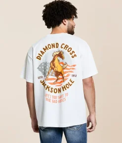 Diamond Cross Ranch American Horse T-Shirt White Best