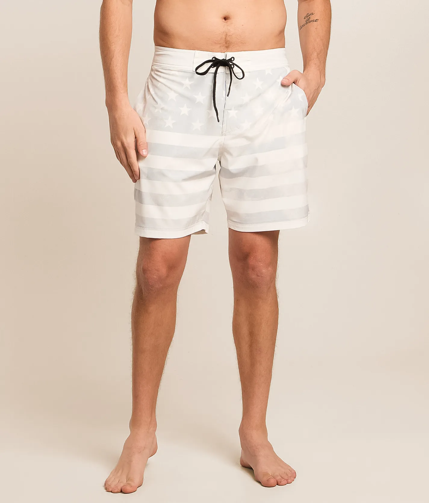 Bottoms|Swimwear | Howitzer American Pride Stretch Boardshort White