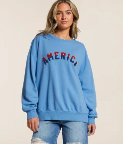 Z Supply American Sunday Oversized Pullover Surf Blue Best