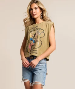 Rodeo Quincy American Tradition Tank Top Olive Green New