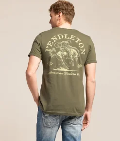 Tops|Graphic T-Shirts | Pendleton American Western T-Shirt Olive Ivory