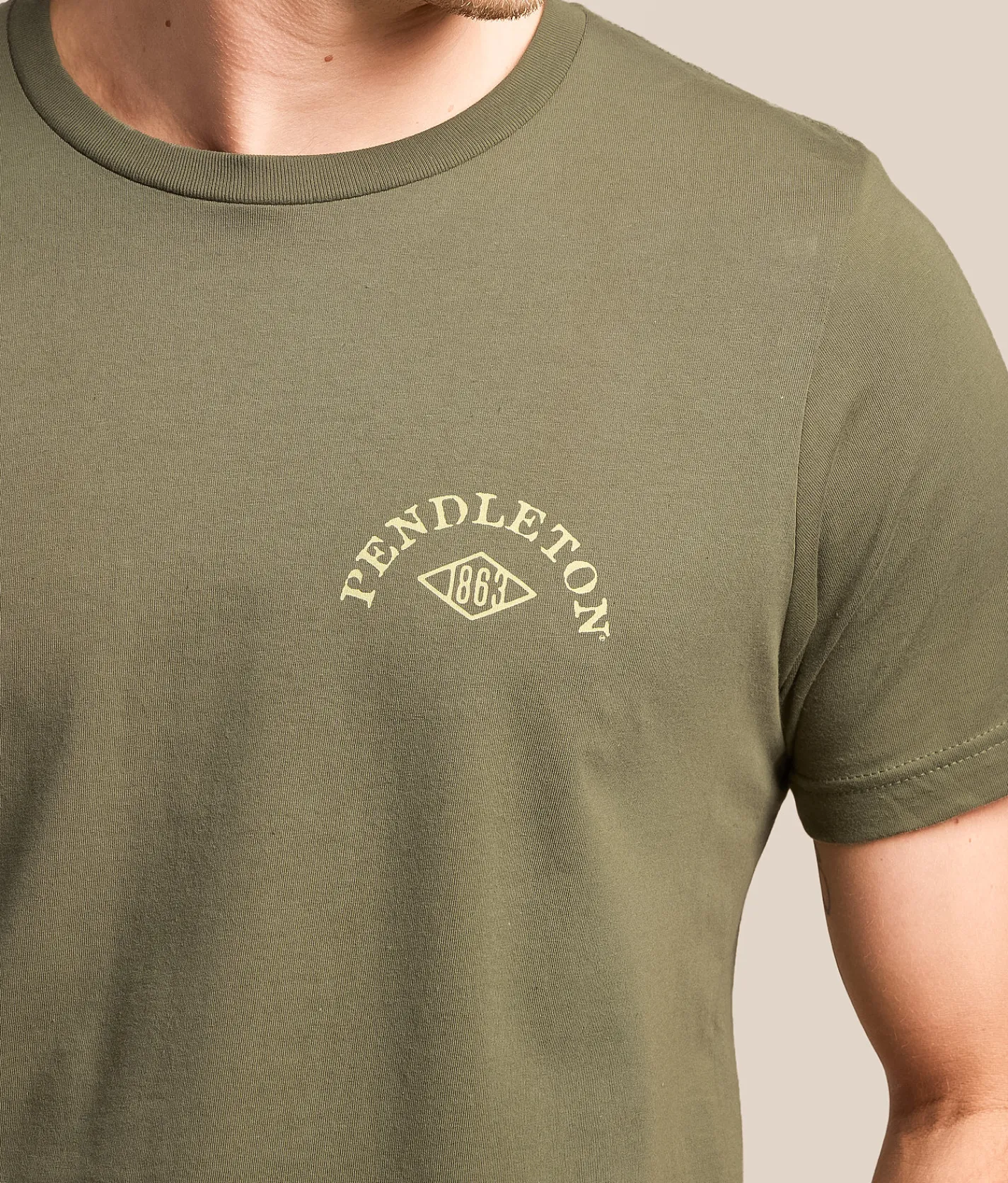 Tops|Graphic T-Shirts | Pendleton American Western T-Shirt Olive Ivory
