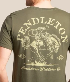 Tops|Graphic T-Shirts | Pendleton American Western T-Shirt Olive Ivory