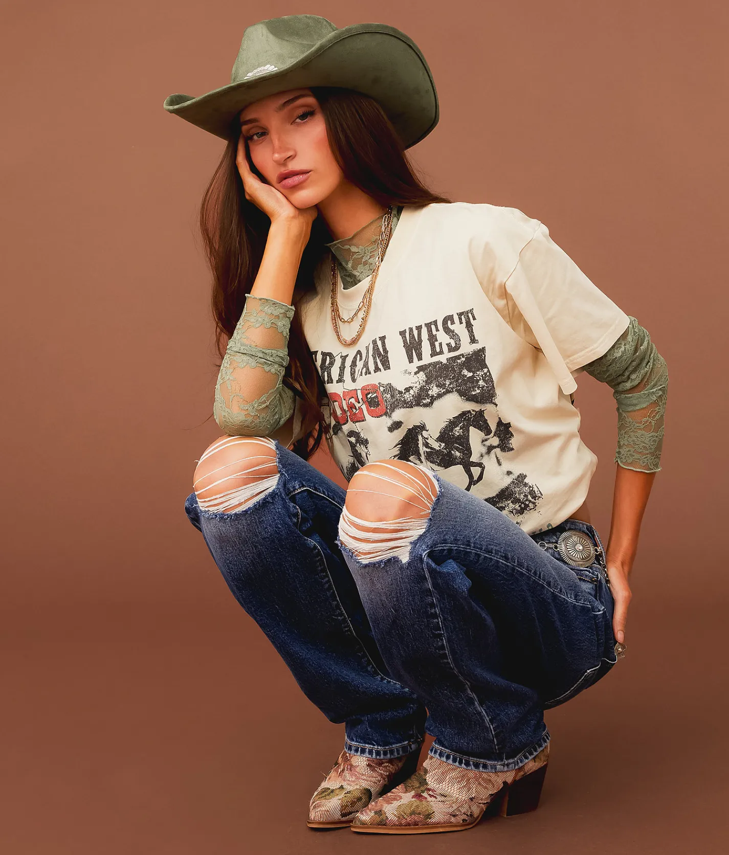 Tops | Sterling & Stitch American West Rodeo T-Shirt Birch