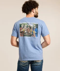 Tops|Graphic T-Shirts | Old Row An American Tailgate T-Shirt Washed Denim