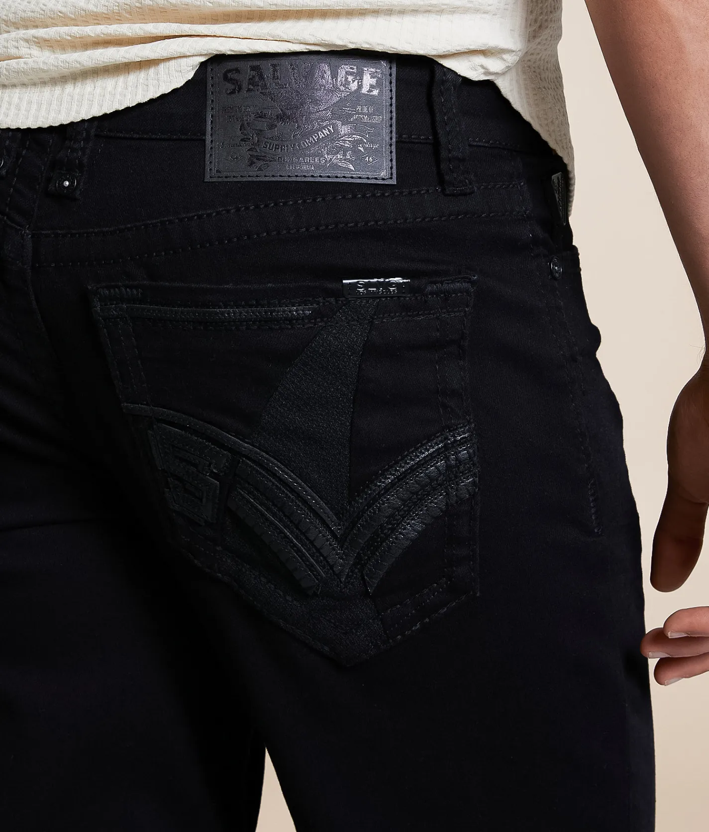 Salvage Anarchy Straight Stretch Jean Black Ice New