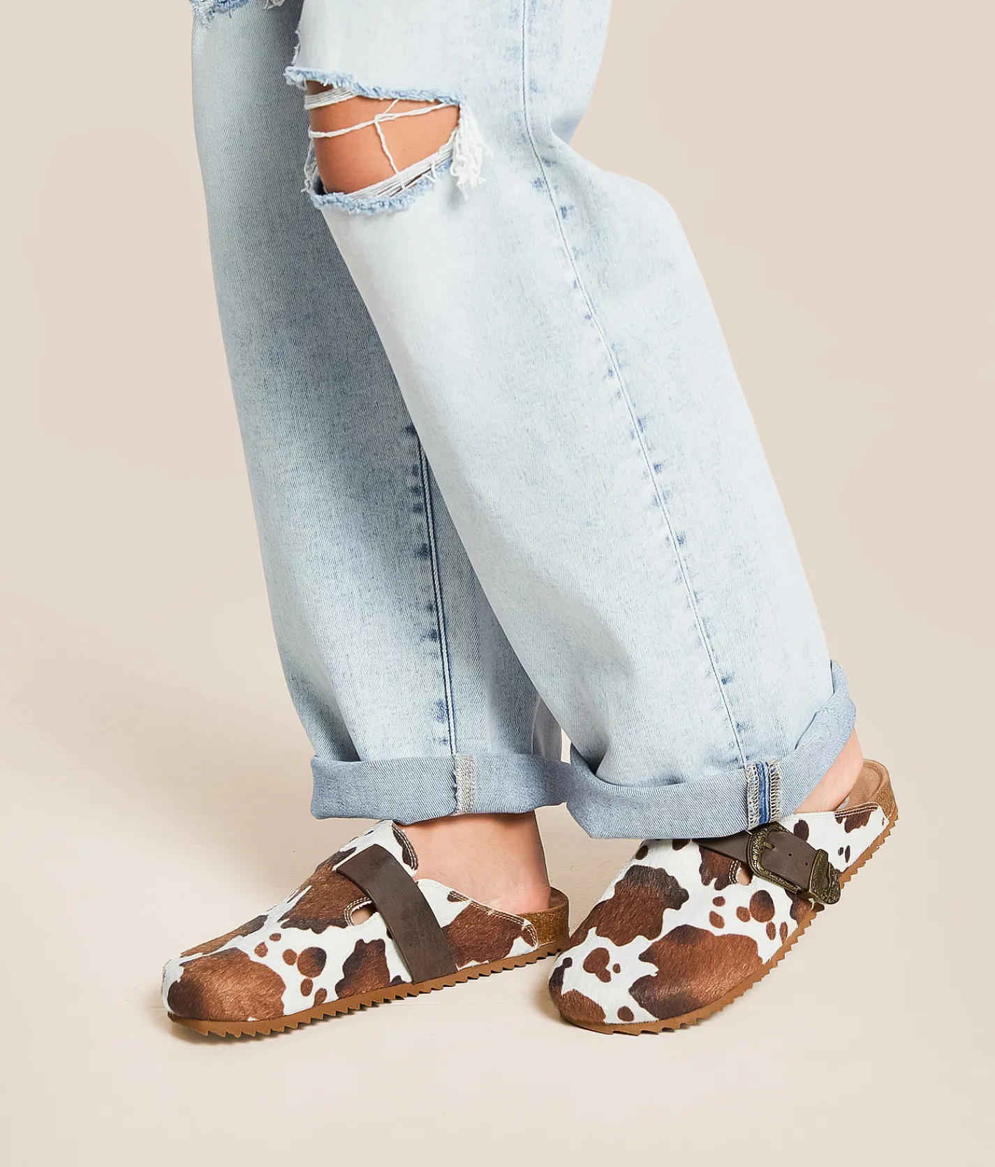 Shoes | Very G Andi Cow Print Mule Tan