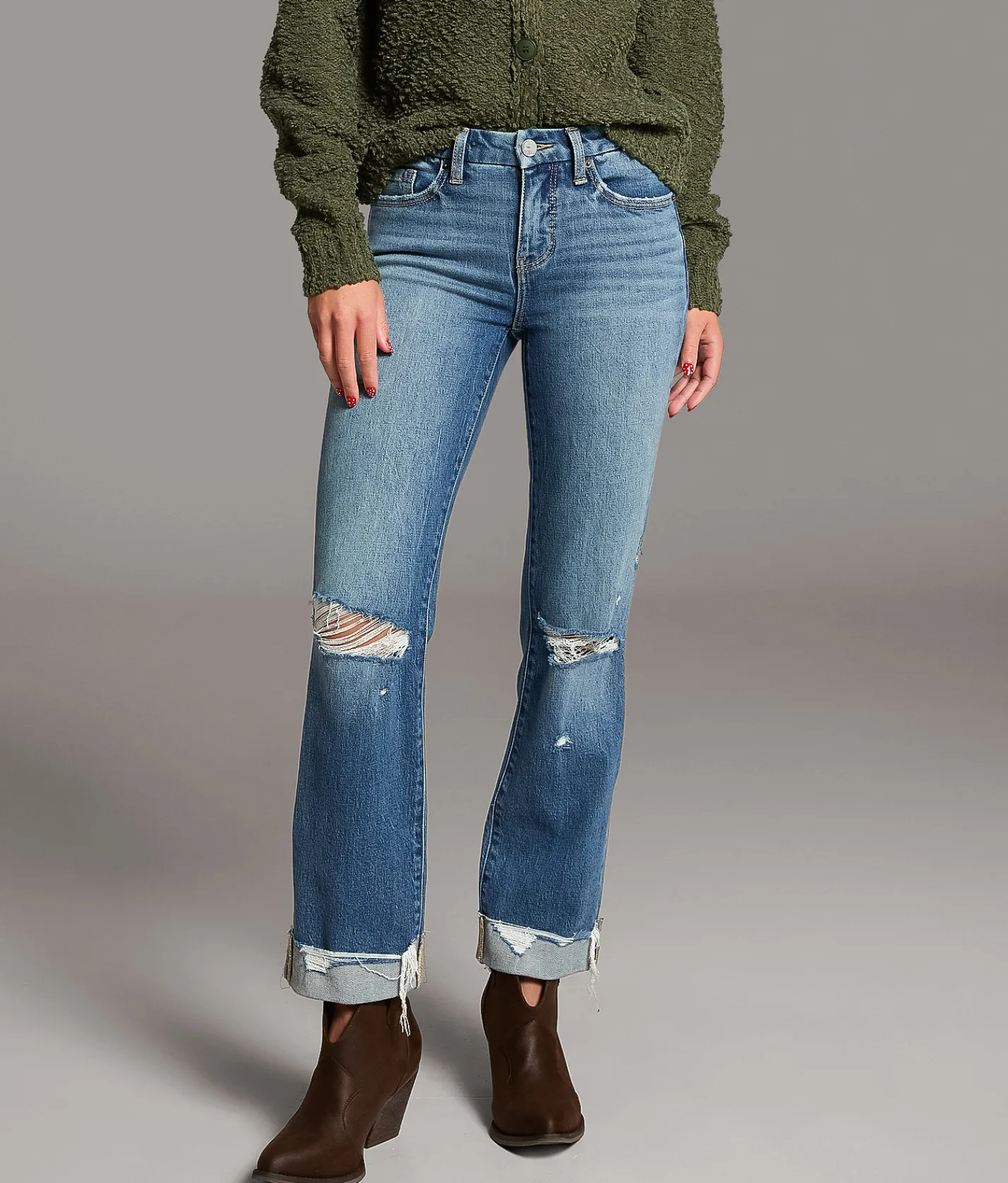 BKE Andi Cropped Straight Stretch Cuffed Jean Pacheco Best