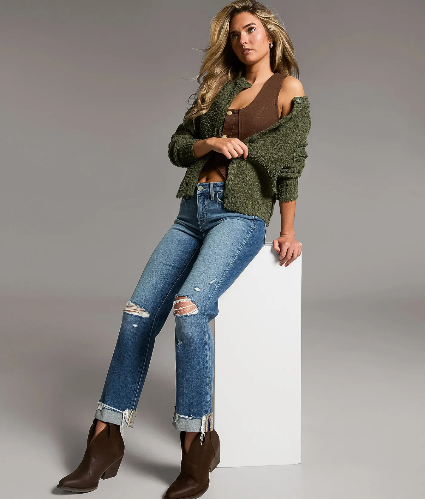 BKE Andi Cropped Straight Stretch Cuffed Jean Pacheco Best
