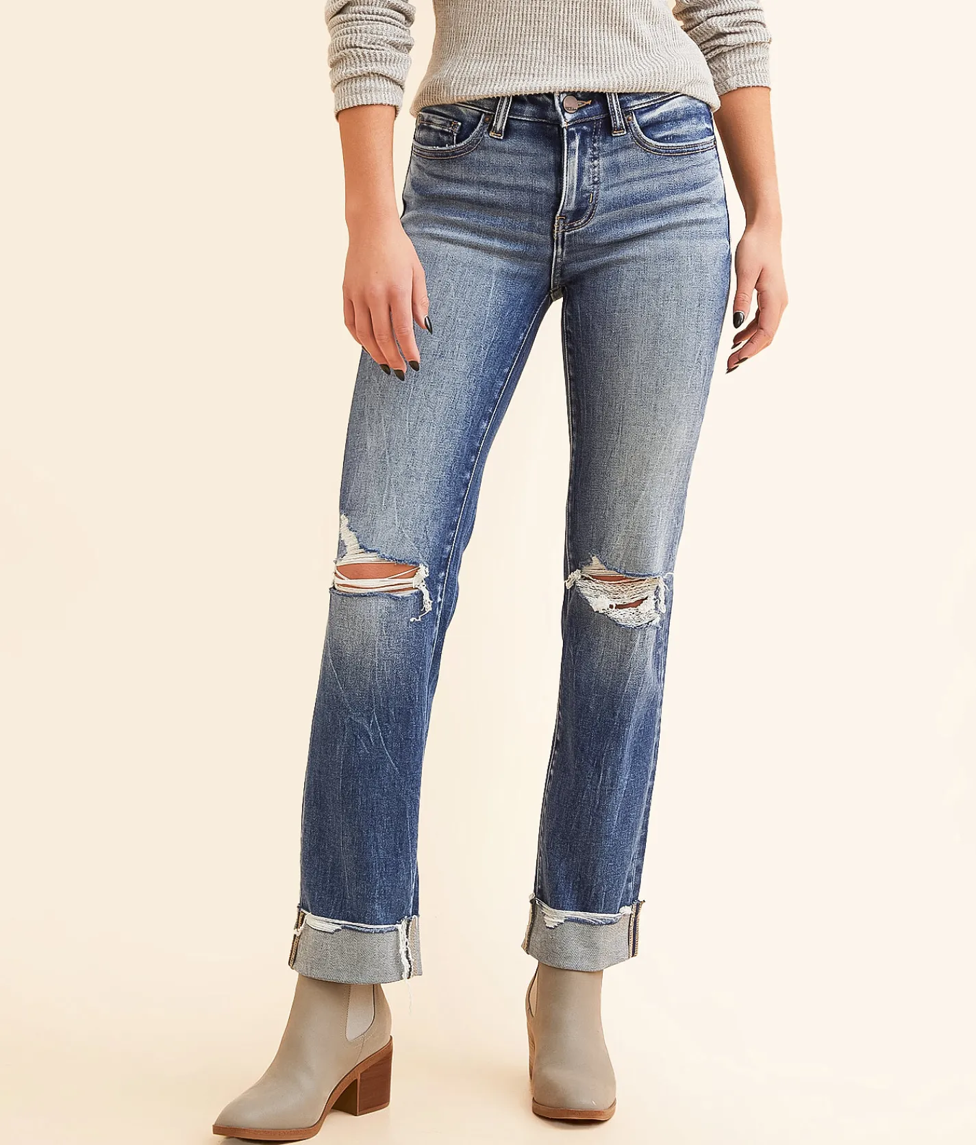 Jeans|Bke Jeans | BKE Andi Cropped Straight Stretch Cuffed Jean Velez 2