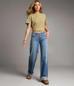 Jeans|Bke Jeans | BKE Andi Wide Leg Stretch Cuffed Jean Maronge