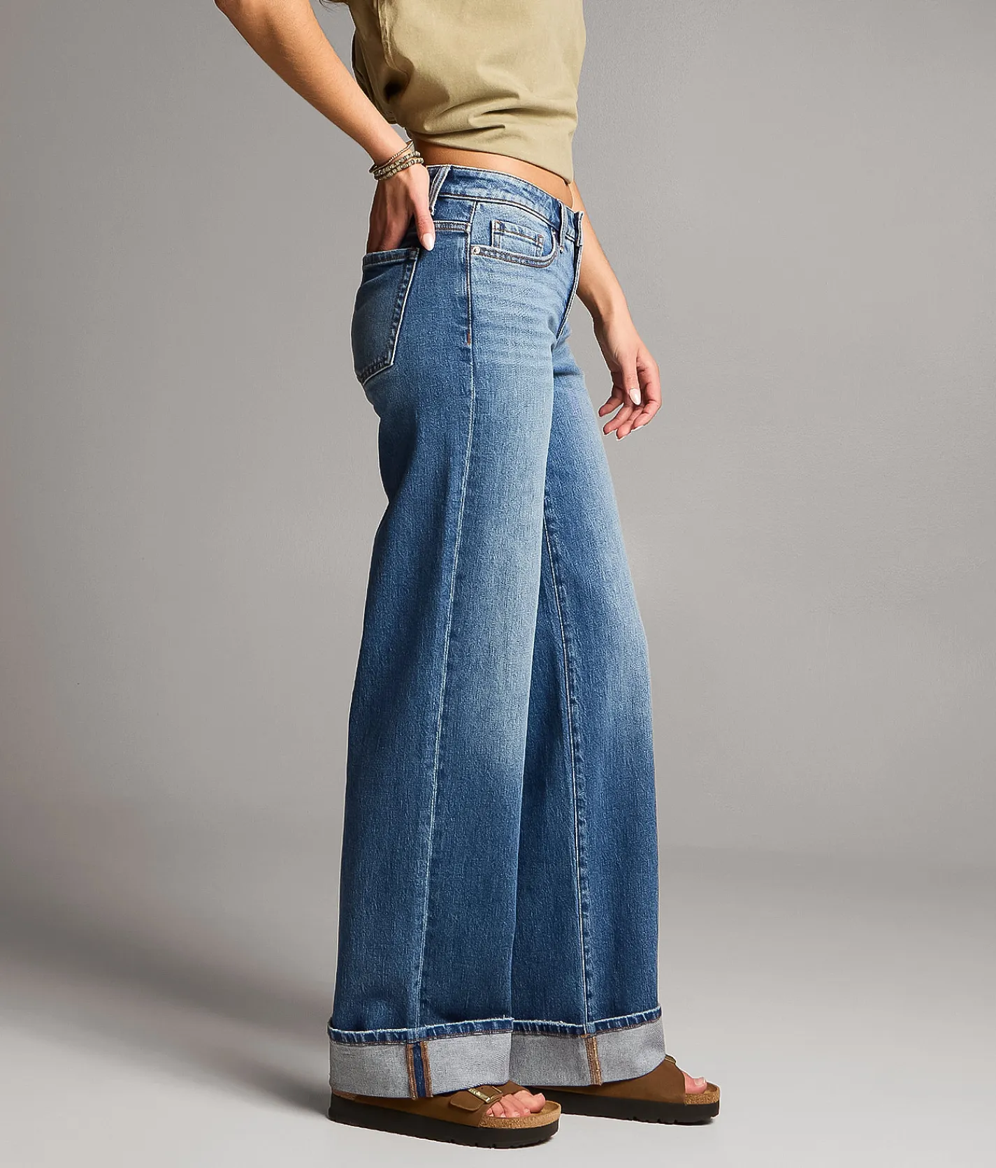 Jeans|Bke Jeans | BKE Andi Wide Leg Stretch Cuffed Jean Maronge