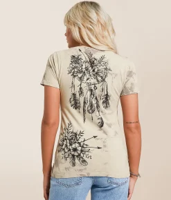 Affliction Anemone T-Shirt Lt Taupe Taupe Crystal Wa Sale