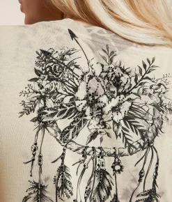 Affliction Anemone T-Shirt Lt Taupe Taupe Crystal Wa Sale