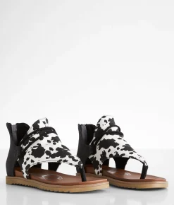 Very G Angelika Hooded Cow Print Sandal Black Cow