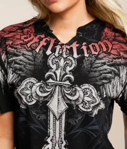 Tops | Affliction Angelo Cropped T-Shirt Black
