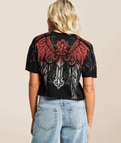 Tops | Affliction Angelo Cropped T-Shirt Black