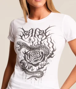 Tops | Sullen Angels Snake Rose T-Shirt White