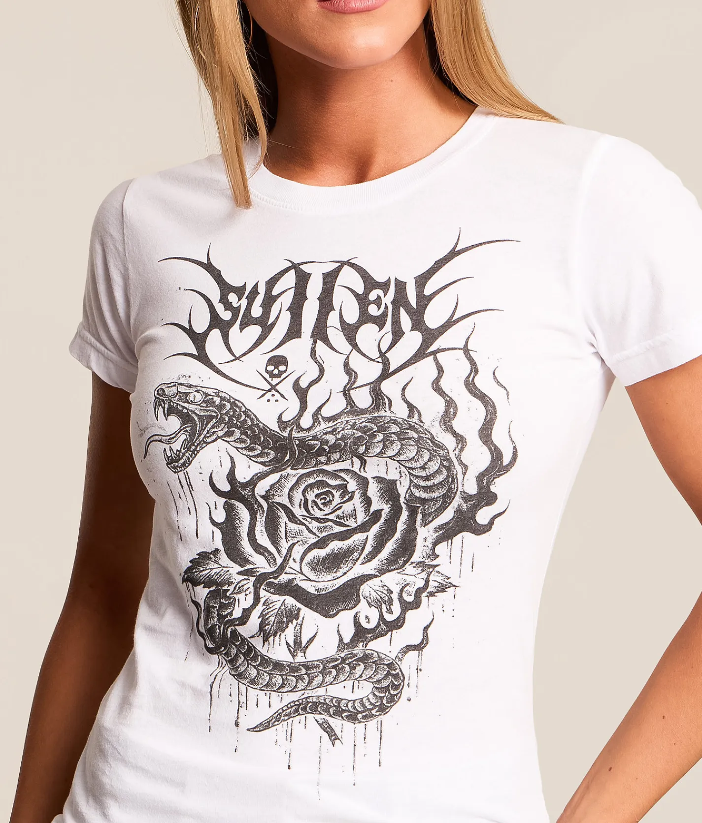 Tops | Sullen Angels Snake Rose T-Shirt White