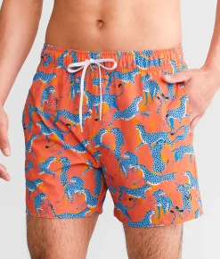 Bottoms|Swimwear | Maven Co-op Animal Stretch Swim Trunks Orange Multi