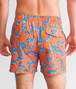 Bottoms|Swimwear | Maven Co-op Animal Stretch Swim Trunks Orange Multi