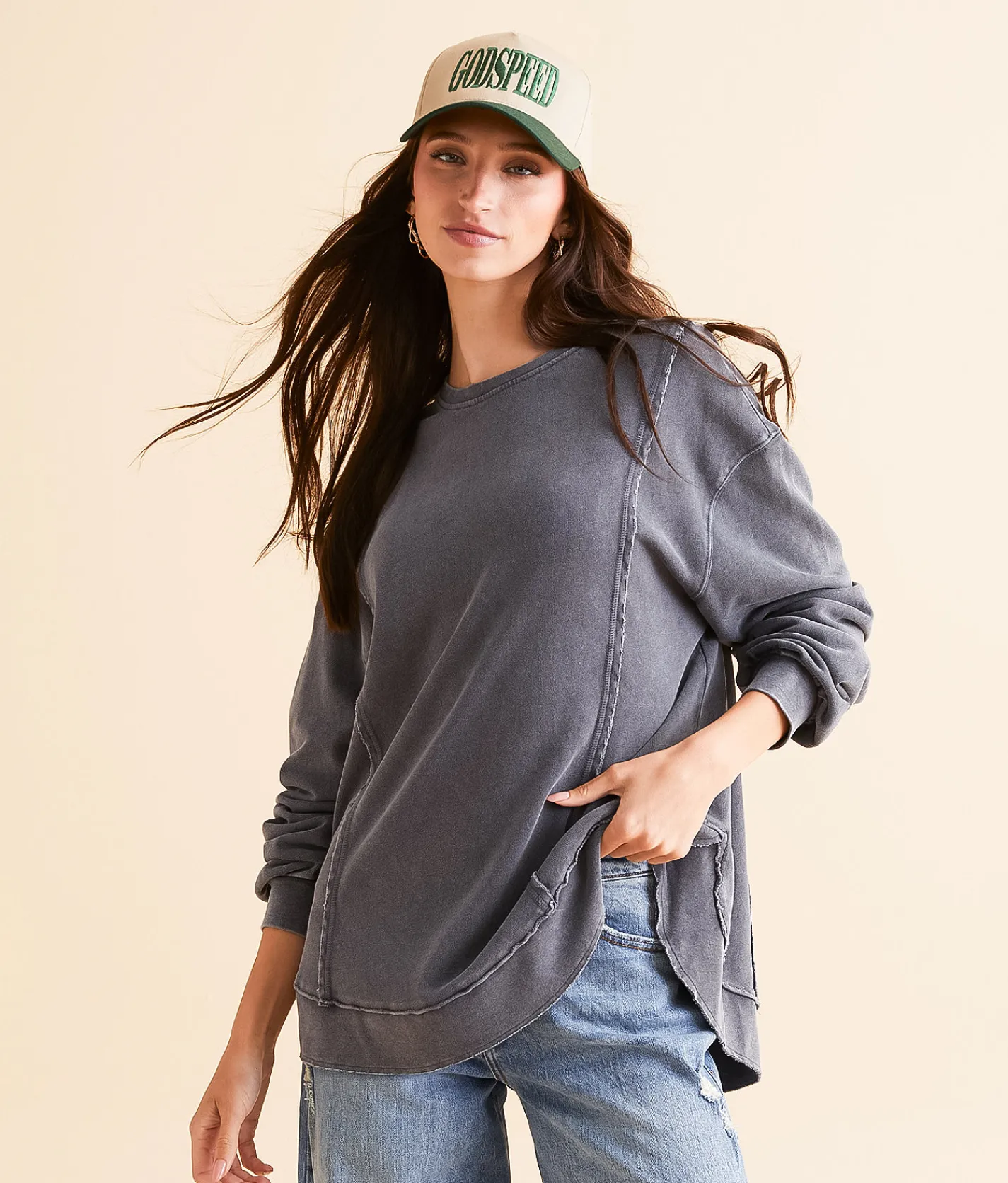 White Crow Annie Washed Pullover Black Sands Discount