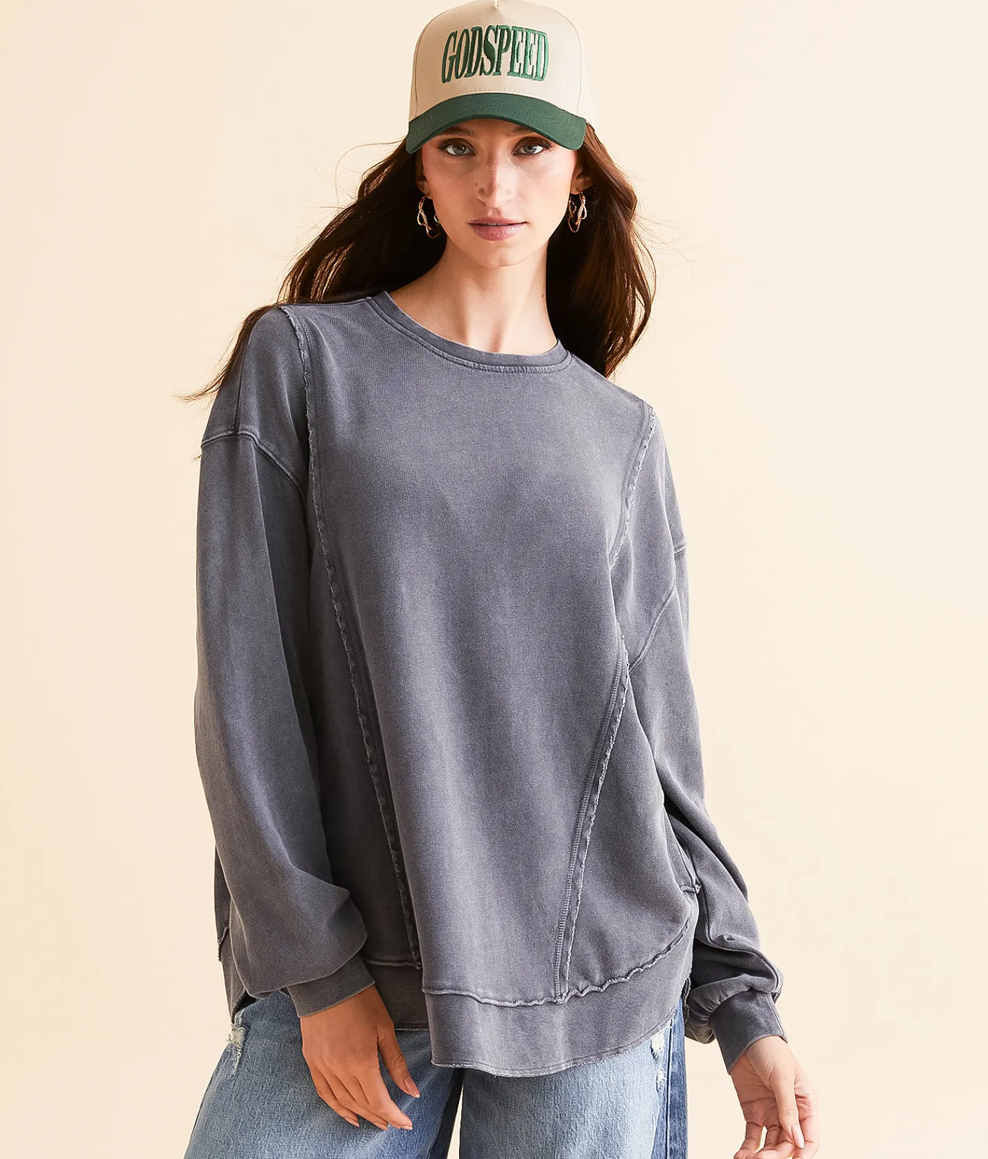 White Crow Annie Washed Pullover Black Sands Discount