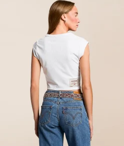 True Religion Anniversary Ribbed T-Shirt Optic White Hot