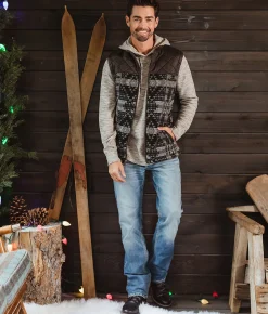 BKE Antique Aztec Vest Brown Grey Clearance