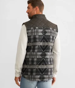 BKE Antique Aztec Vest Brown Grey Clearance