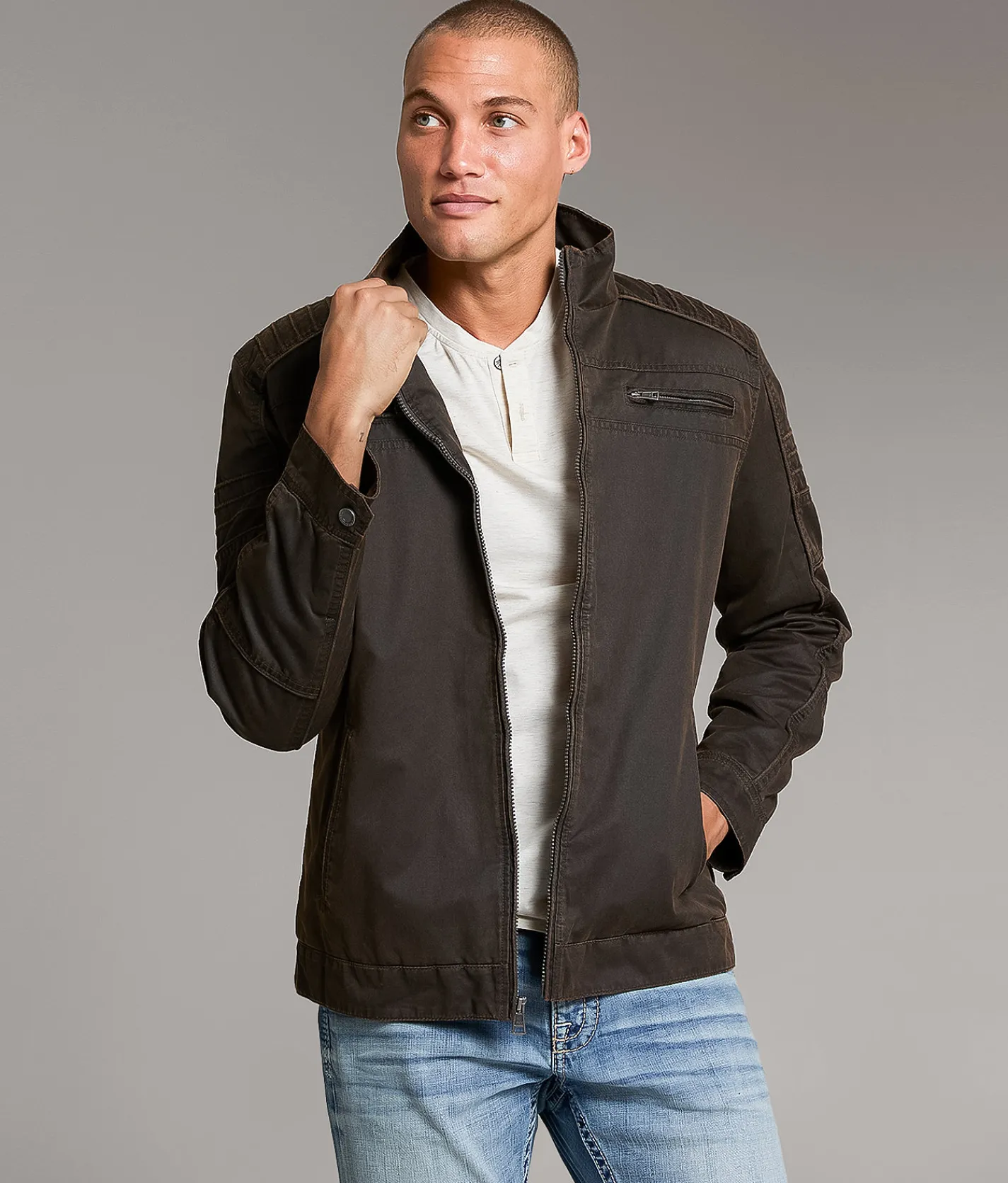 BKE Antique Washed Jacket Brown Clearance