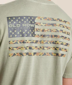 Tops|Graphic T-Shirts | Old Row 80's Camo Flag T-Shirt Khaki
